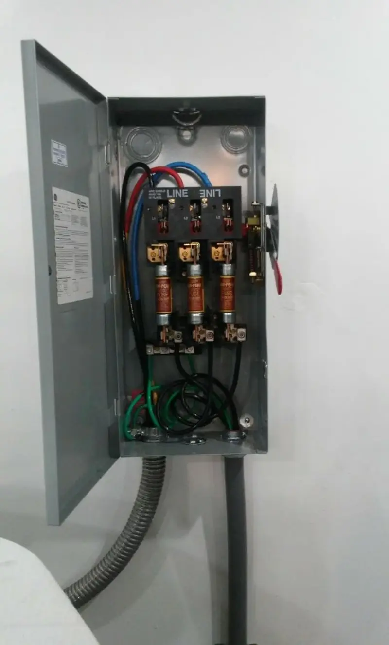 Three-phase disconnect switch installed for Smoke Detector Installation in Santa Ynez